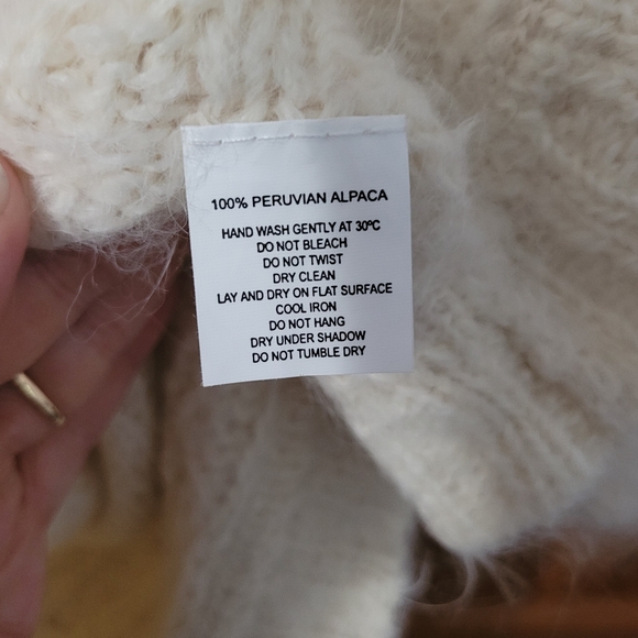 100% Peruvian Alpaca Sweater Cream Ivory Wide Sleeve Womens M ? Inca Fashions - Picture 6 of 6